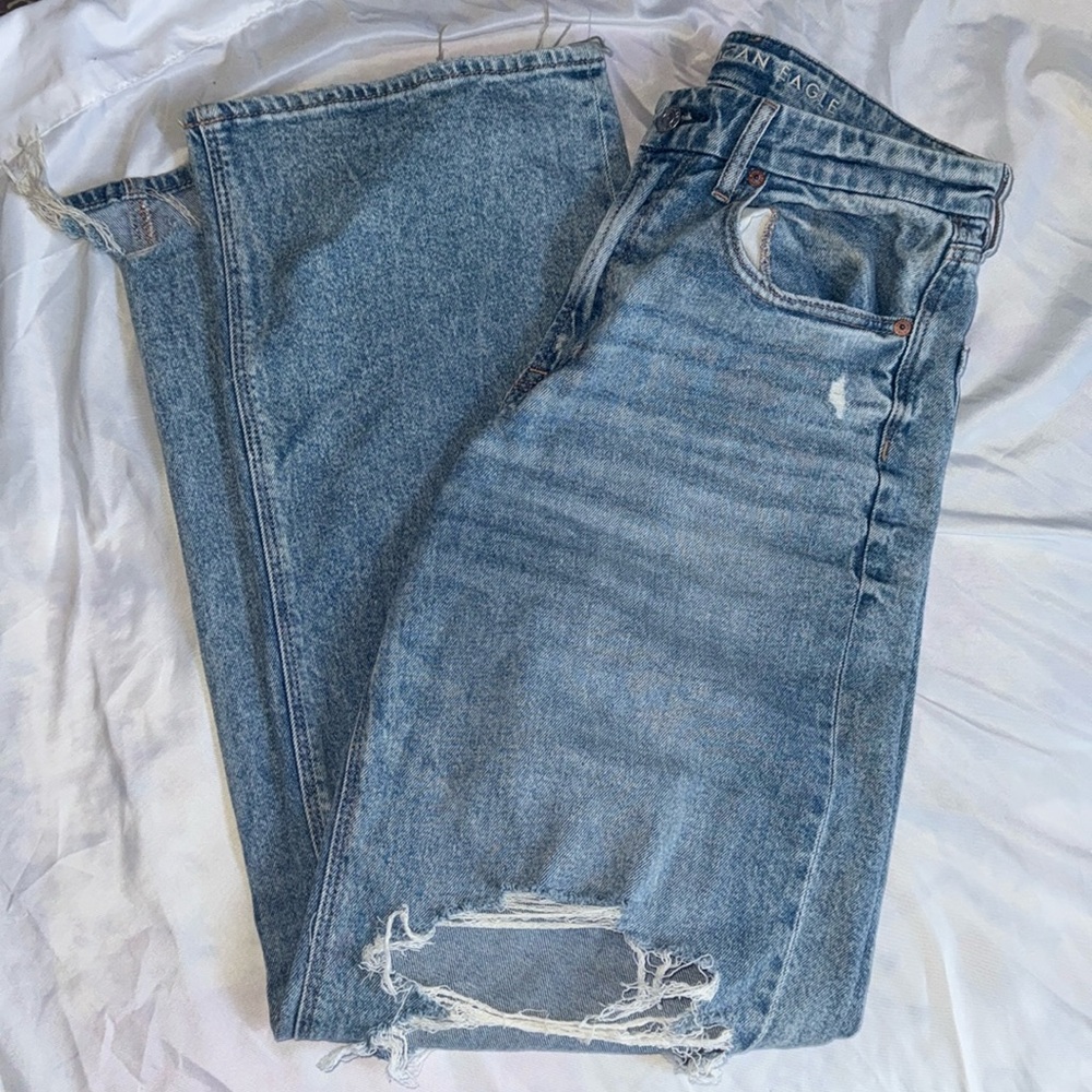 American eagle curvy baggy straight jeans 6 long